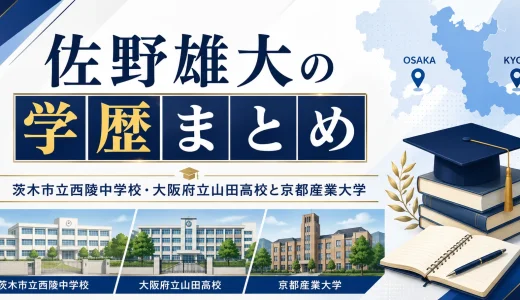 佐野雄大の学歴まとめ｜茨木市立西陵中学校・大阪府立山田高校と京都産業大学