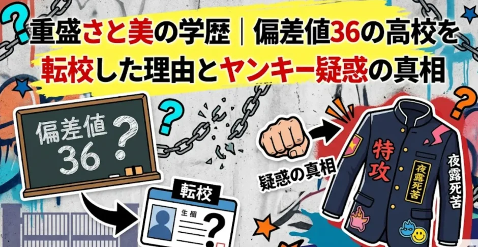 重盛さと美の学歴｜偏差値36の高校を転校した理由とヤンキー疑惑の真相