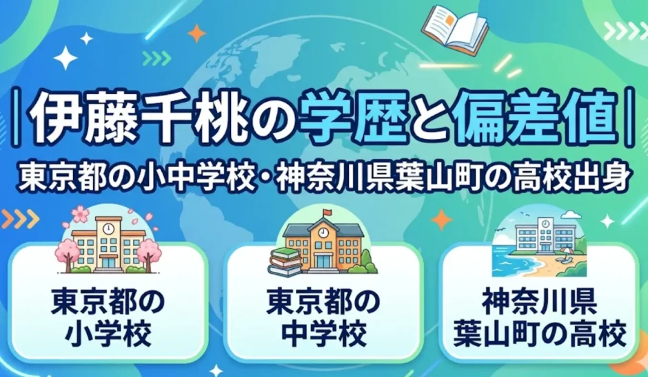 伊藤千桃の学歴と偏差値｜東京都の小中学校・神奈川県葉山町の高校出身