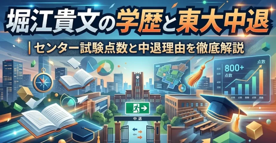 堀江貴文の学歴と東大中退｜センター試験点数と中退理由を徹底解説