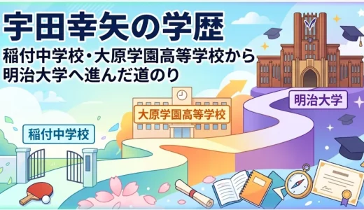 宇田幸矢の学歴｜稲付中学校・大原学園高等学校から明治大学へ進んだ道のり