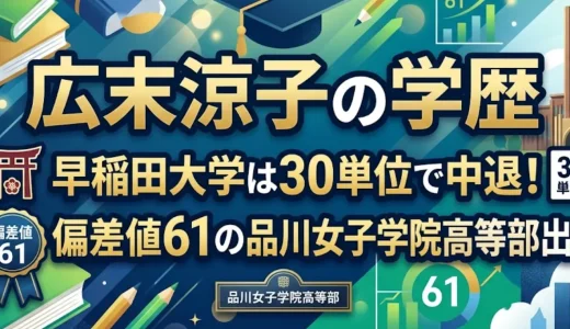 広末涼子の学歴｜早稲田大学は30単位で中退！偏差値61の品川女子学院高等部出身