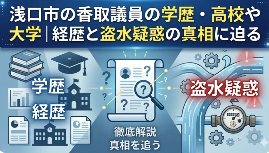 浅口市の香取議員の学歴・高校や大学｜経歴と盗水疑惑の真相に迫る
