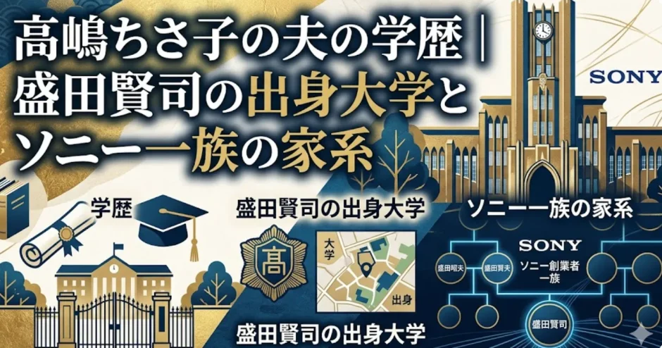高嶋ちさ子の夫の学歴｜盛田賢司の出身大学とソニー一族の家系