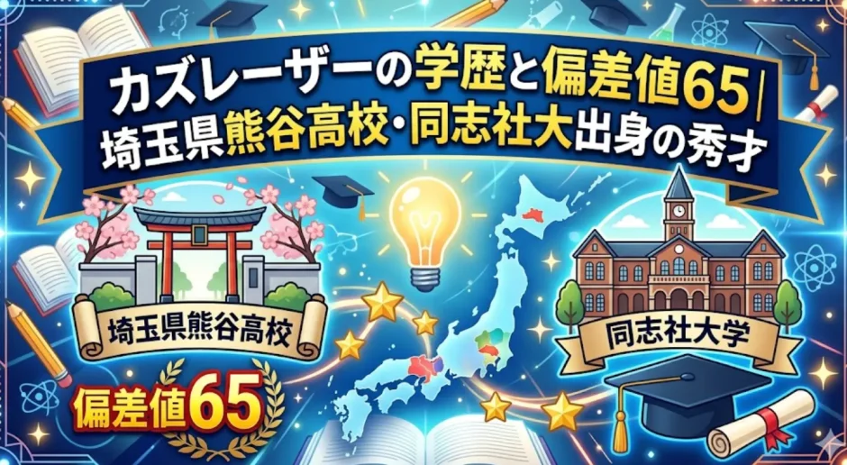 カズレーザーの学歴と偏差値65｜埼玉県熊谷高校・同志社大出身の秀才