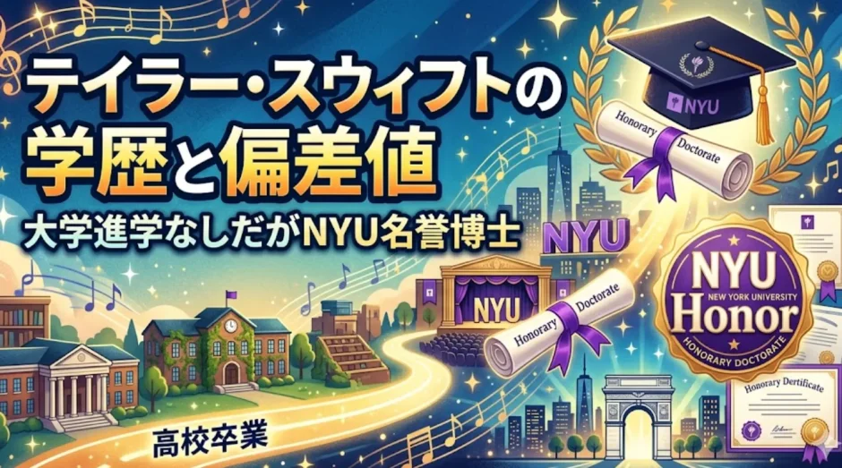 テイラー・スウィフトの学歴と偏差値｜大学進学なしだがNYU名誉博士