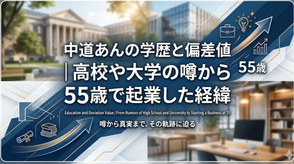 中道あんの学歴と偏差値｜高校や大学の噂から55歳で起業した経
