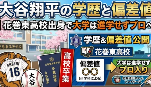 大谷翔平の学歴と偏差値｜花巻東高校出身で大学は進学せずプロへ
