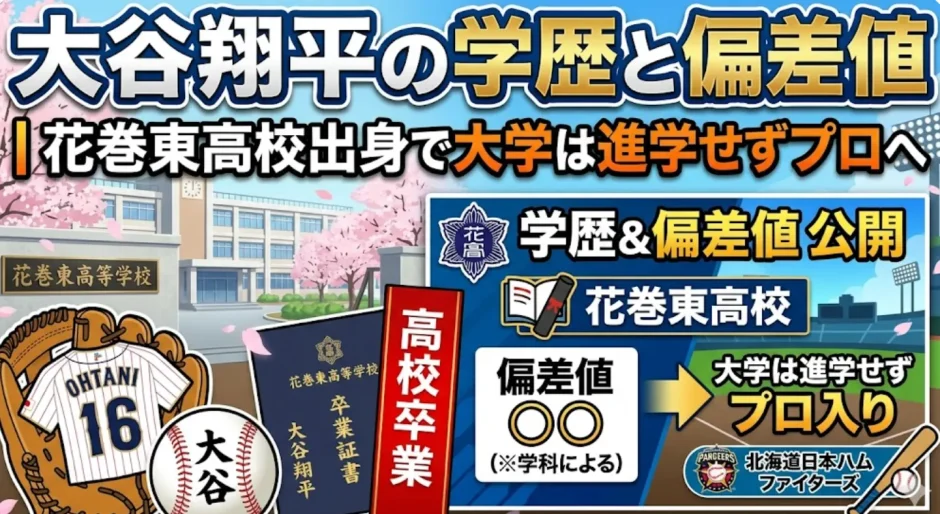 大谷翔平の学歴と偏差値｜花巻東高校出身で大学は進学せずプロへ
