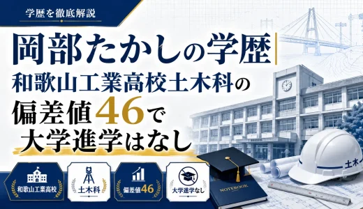 岡部たかしの学歴｜和歌山工業高校土木科の偏差値46で大学進学はなし