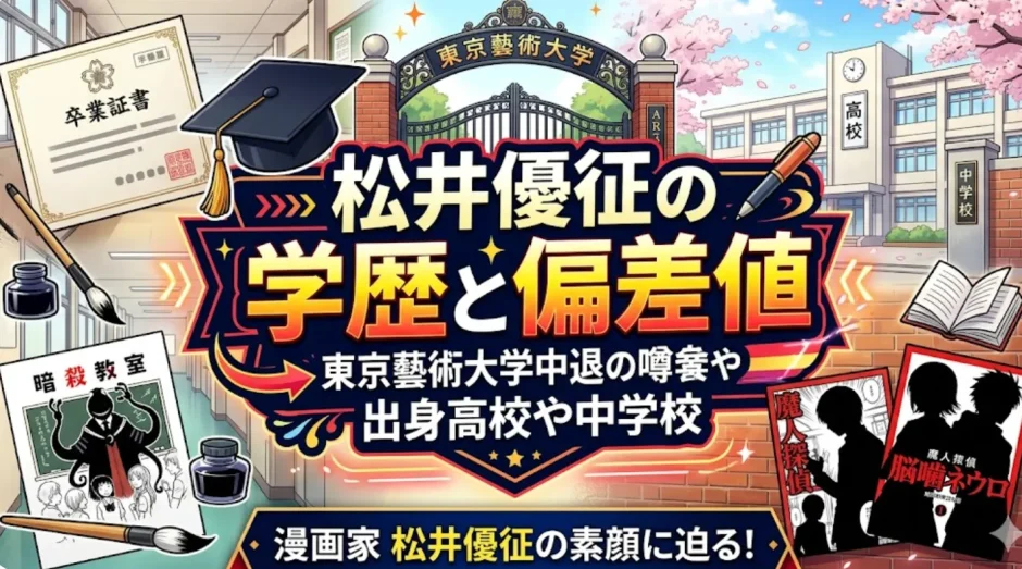 松井優征の学歴と偏差値｜東京藝術大学中退の噂や出身高校や中学校